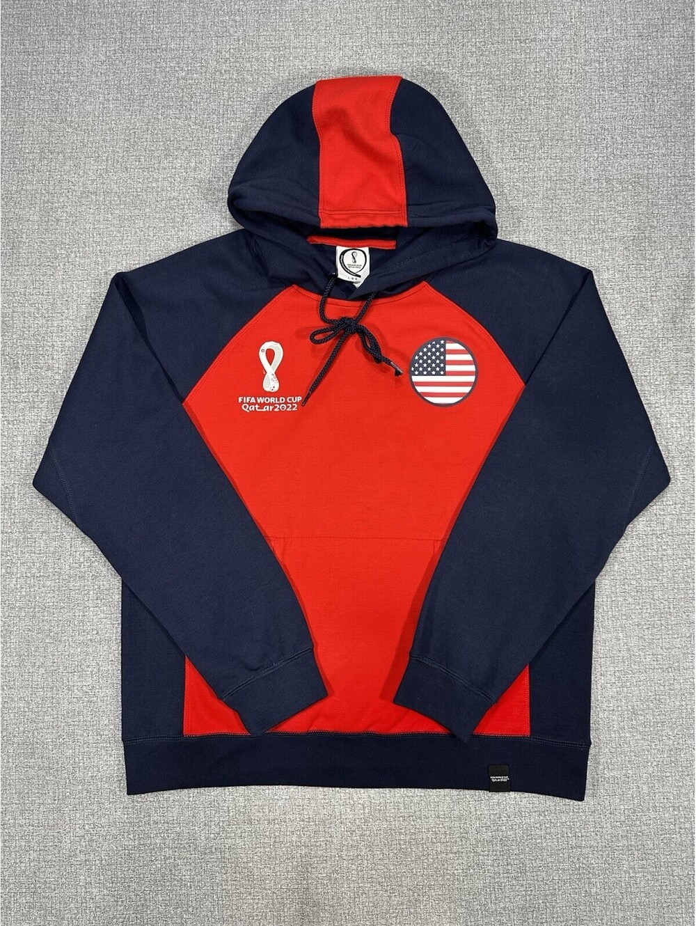 USA Soccer FIFA World Cup Size L Qatar 2022 Hoodie Pullover Red Navy Men’s